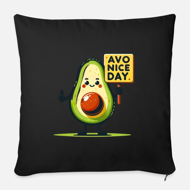 Fröhliche Avocado mit positiver Botschaft Zeichen - Sofakissen mit Füllung 45 x 45 cm - Schwarz