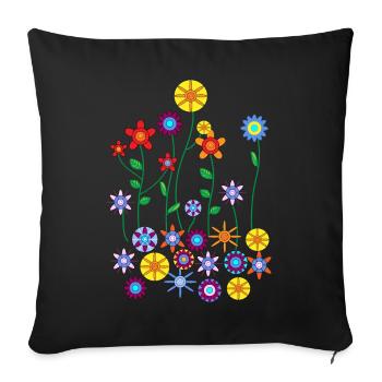 Colourful flowers - Sofa pillow with filling 45cm x 45cm - black - Front