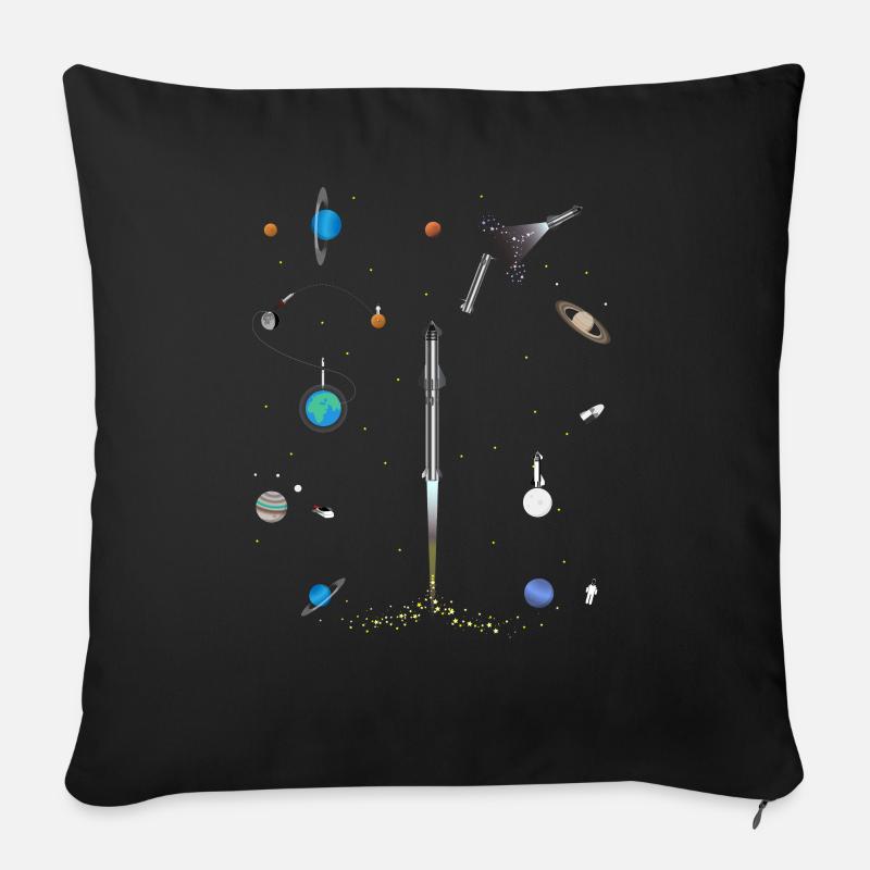 A Space-x blast into Space pattern - Sofa pillow with filling 45cm x 45cm - black