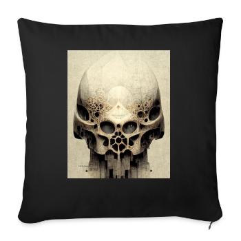 Skull Bauhaus vintage style v04 - Sofa pillow with filling 45cm x 45cm - black - Front