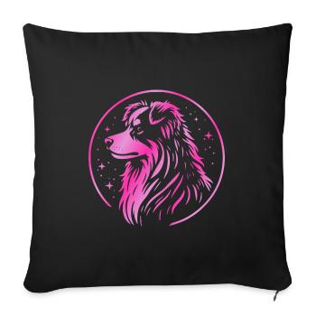 Dream dog Aussie pink - Sofa pillow with filling 45cm x 45cm - black - Front