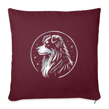 Dream dog Aussie silver - Sofa pillow with filling 45cm x 45cm - burgundy - Front