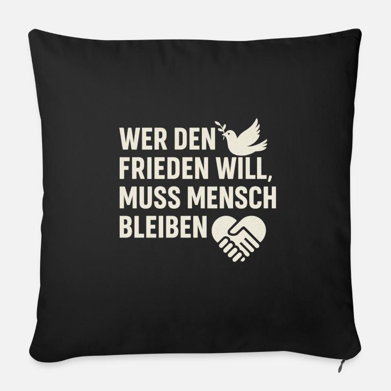 Frieden & Menschlichkeit - Sofakissen mit Füllung 45 x 45 cm - Schwarz
