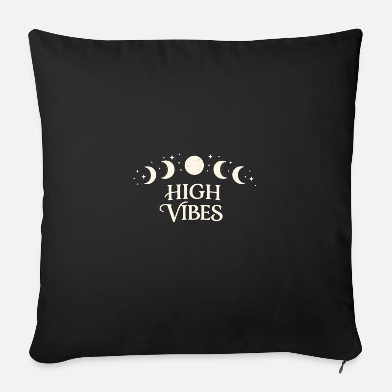 High Vibes Mondphasen Muster - Sofakissen mit Füllung 45 x 45 cm - Schwarz