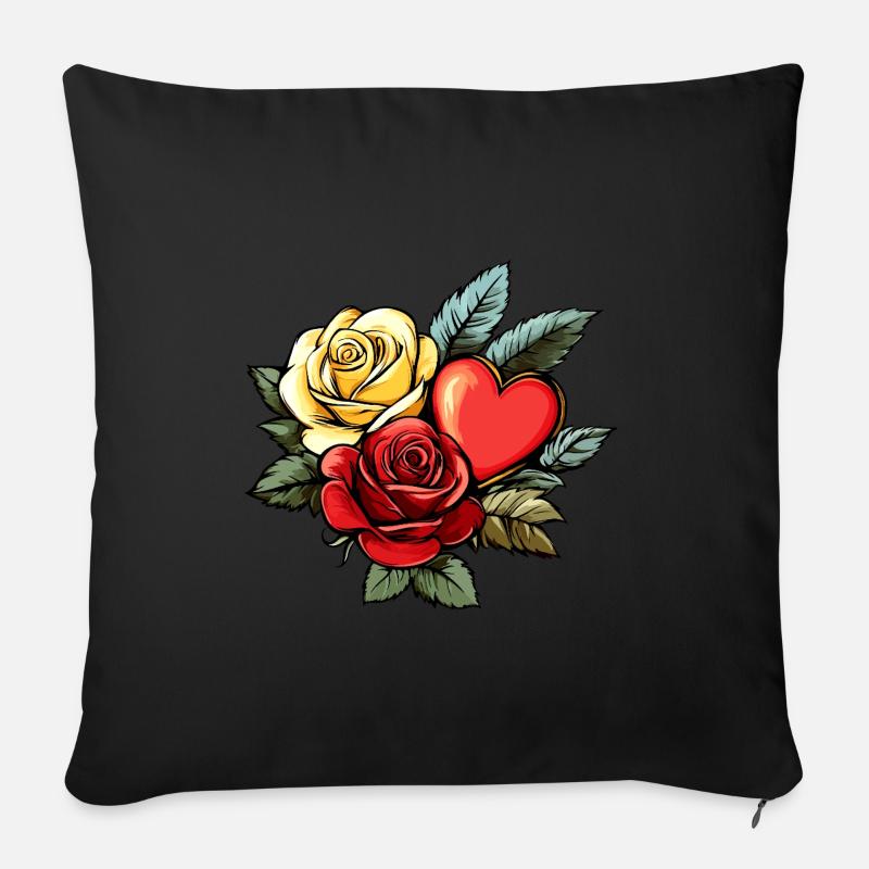 Rose Herz Liebe Valentinstag - Sofakissen mit Füllung 45 x 45 cm - Schwarz