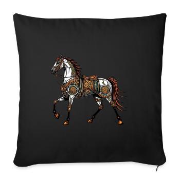 Steampunk horse - Sofa pillow with filling 45cm x 45cm - black - Front