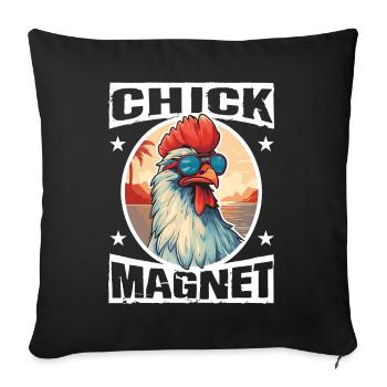 Urlaub Sonne Strand Meer Single Hühner Huhn Hahn - Sofakissen mit Füllung 45 x 45 cm - Schwarz - Vorne