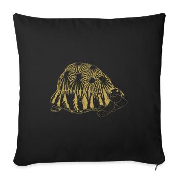 Motifs illustrés avec tortue - Coussin et housse de 45 x 45 cm - noir - Devant