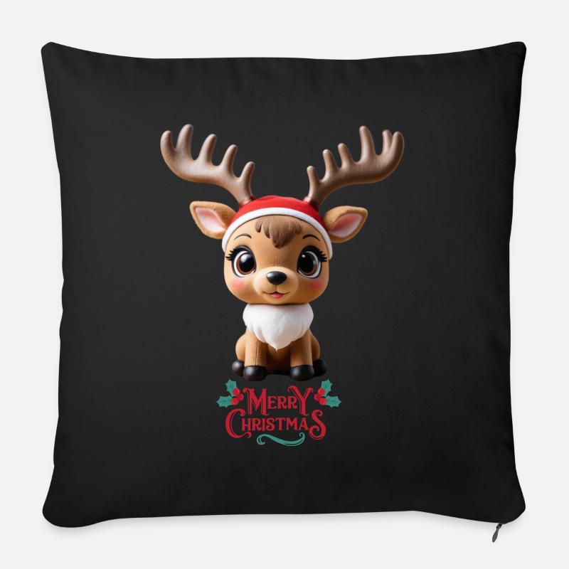 Renne de Noel trop mignon - Coussin et housse de 45 x 45 cm - noir