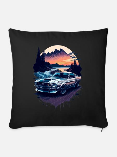 Sportwagen - Sofakissen mit Füllung 45 x 45 cm - Schwarz