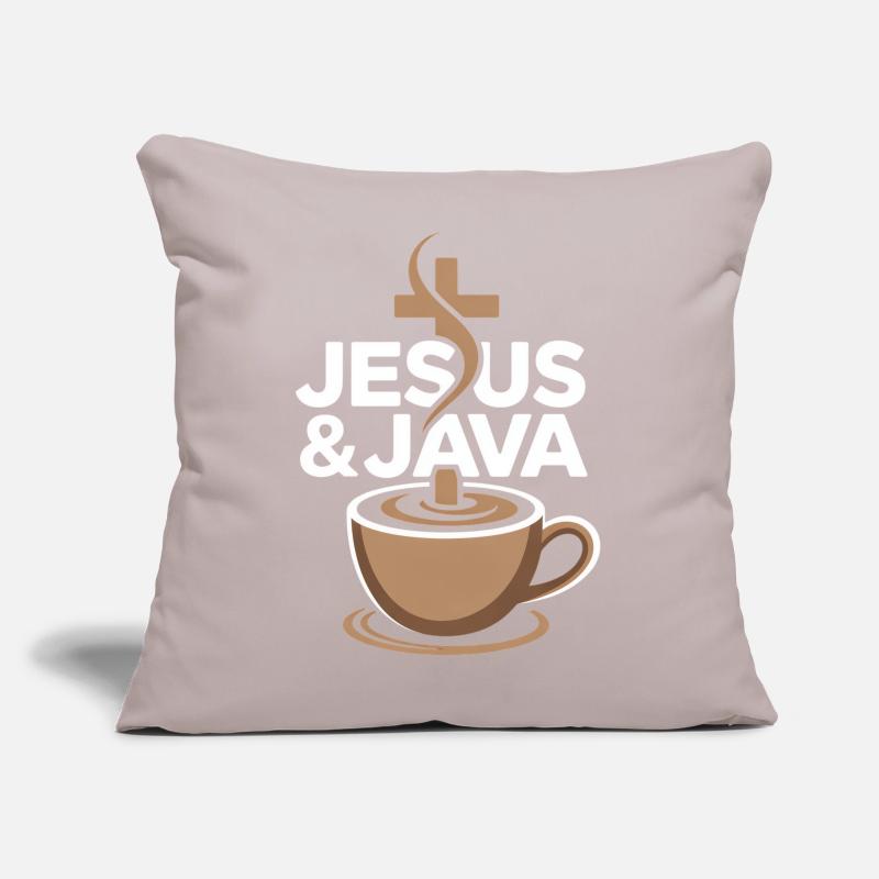 Inspiration et café avec Jésus et Java Coussin et housse de 45 x 45 cm