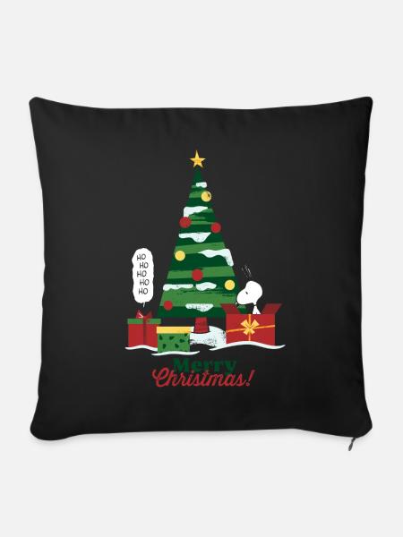Peanuts Merry Christmas Mit Snoopy & Tannenbaum - Sofakissen mit Füllung 45 x 45 cm - Schwarz