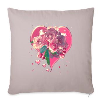 Heart with Almond Blossoms Heart Flowers - Sofa pillow with filling 45cm x 45cm - light taupe - Front