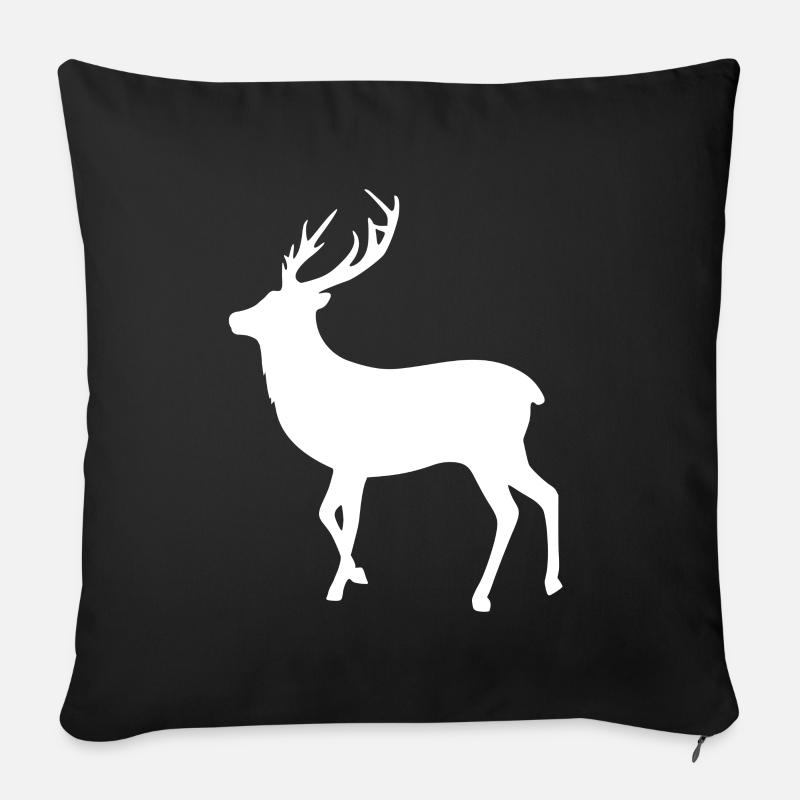 Reh mit Geweih - Sofakissen mit Füllung 45 x 45 cm - Schwarz