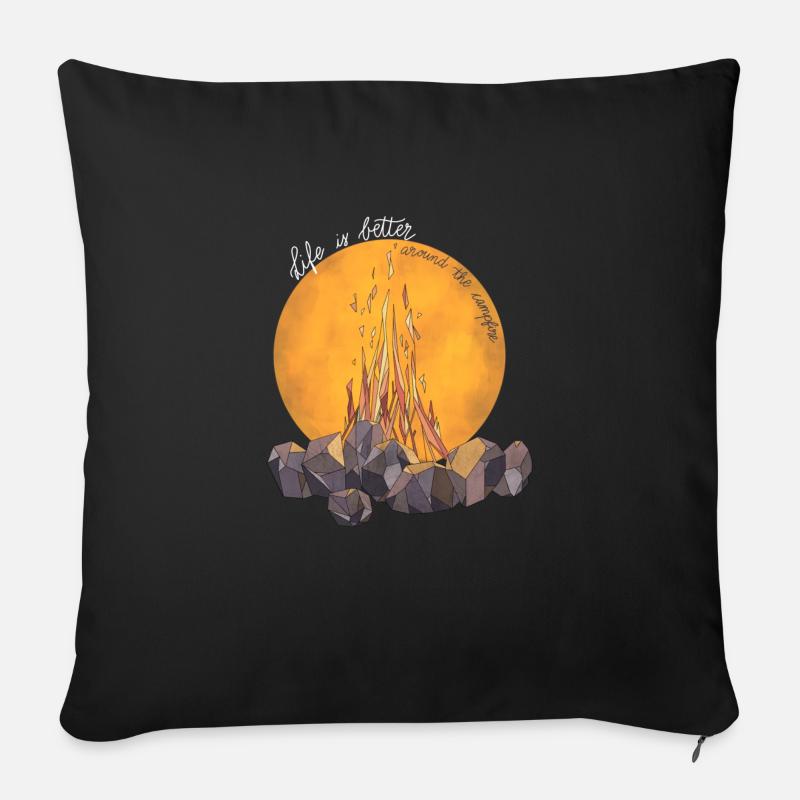 Around the campfire - Sofa pillow with filling 45cm x 45cm - black