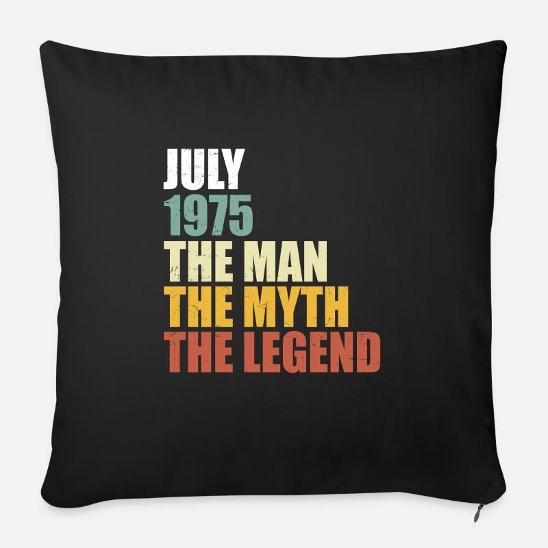 Juillet 1975 - Man Myth Legend Retro - Coussin et housse de 45 x 45 cm - noir