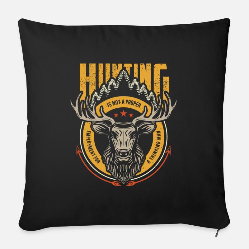 Hunting is not proper ..... - Sofa pillow with filling 45cm x 45cm - black