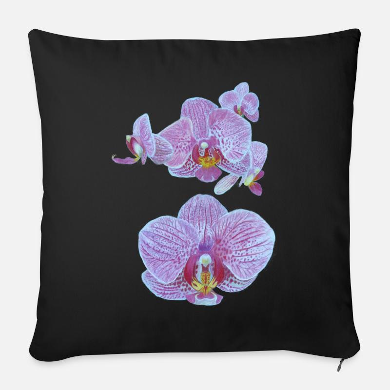 Orchideenblüten - Sofakissen mit Füllung 45 x 45 cm - Schwarz
