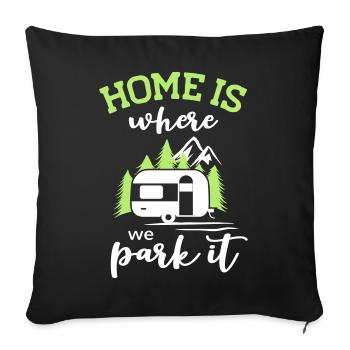 Motorhome camping camper camping forest vacation camp - Sofa pillow with filling 45cm x 45cm - black - Front