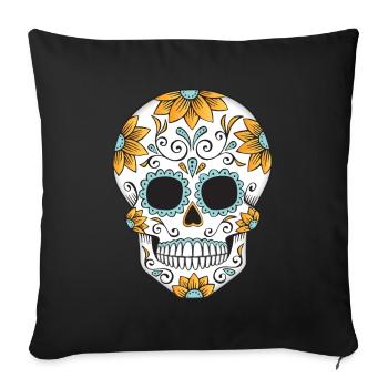 SUGAR SKULL 03 - Sofa pillow with filling 45cm x 45cm - black - Front