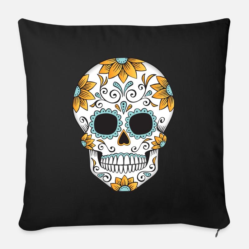 SUCRE SKULL 03 - Coussin et housse de 45 x 45 cm - noir