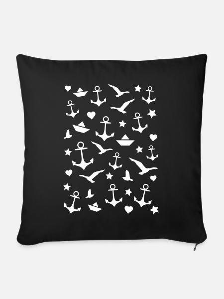 Maritimes Muster Anker Sommer - Sofakissen mit Füllung 45 x 45 cm - Schwarz