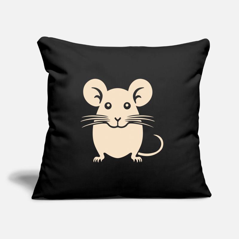 Illustration de souris joyeuse Coussin et housse de 45 x 45 cm
