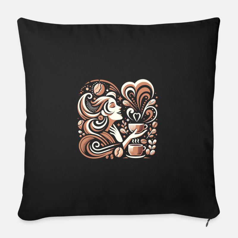 Elle adore le café - Coussin et housse de 45 x 45 cm - noir