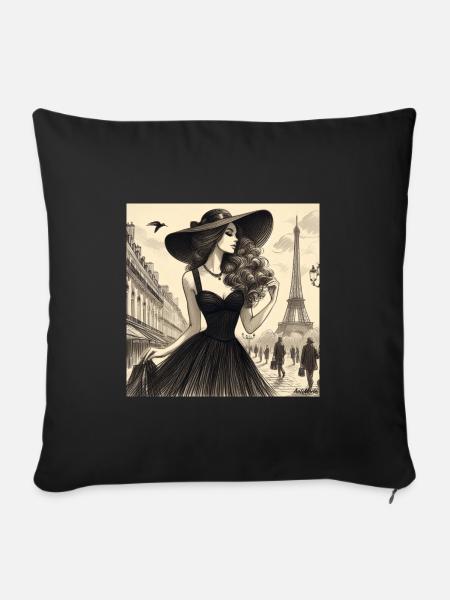 Pariser Eleganz 4 - Sofakissen mit Füllung 45 x 45 cm - Schwarz