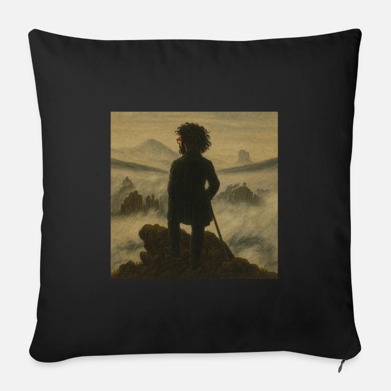 Le vagabond dans la vallée de l’oncle - Coussin et housse de 45 x 45 cm - noir