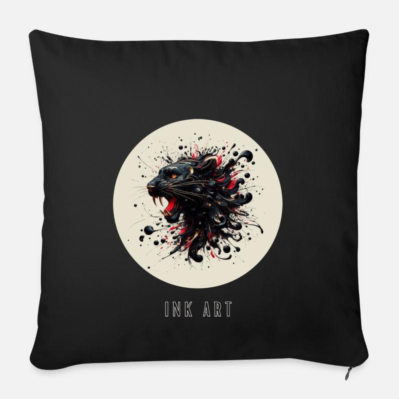 Ink Art - Sofa pillow with filling 45cm x 45cm - black