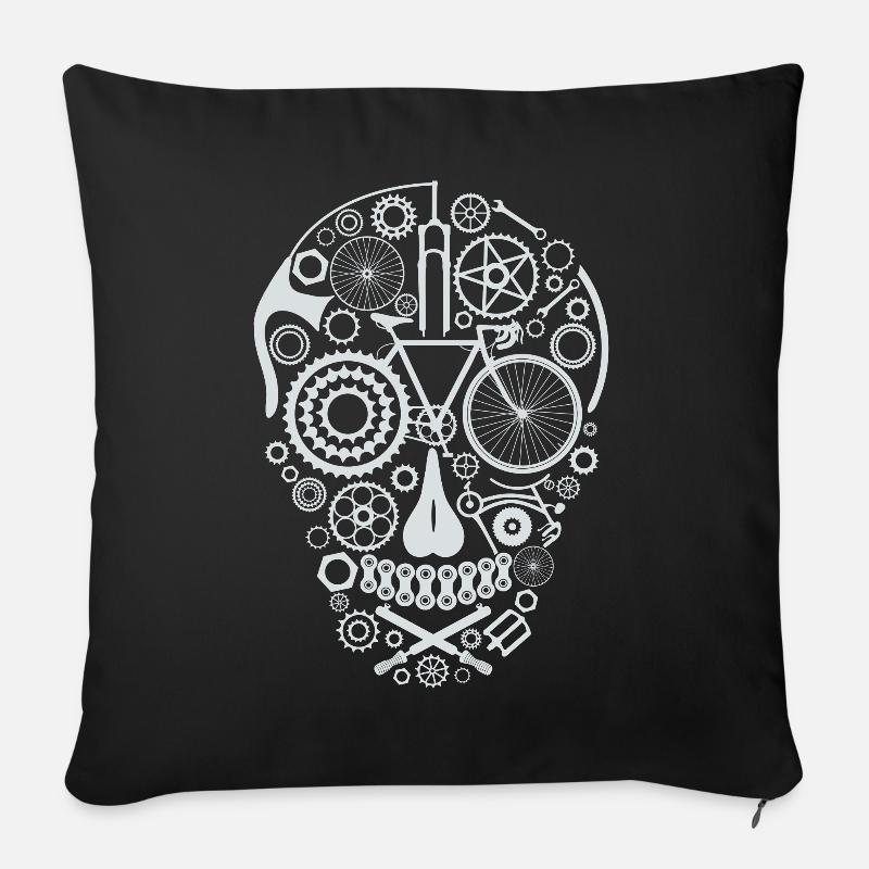 Bicycle Skull light grey - Sofakissen mit Füllung 45 x 45 cm - Schwarz