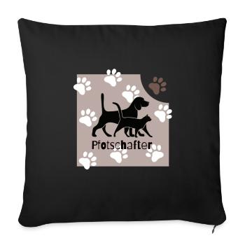 Pfotschafter Hund, Katze, Pfoten - Sofakissen mit Füllung 45 x 45 cm - Schwarz - Vorne