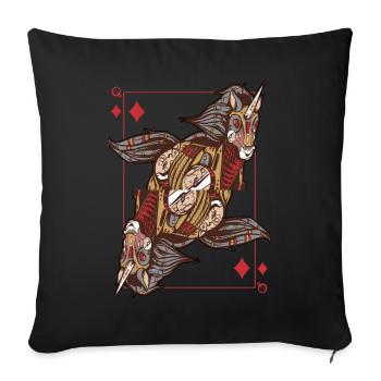 Unicorn Steampunk Card Game Diamonds Queen Poker - Sofa pillow with filling 45cm x 45cm - black - Front