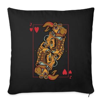 Bunny Steampunk Card Game Heart Jack Poker - Sofa pillow with filling 45cm x 45cm - black - Front
