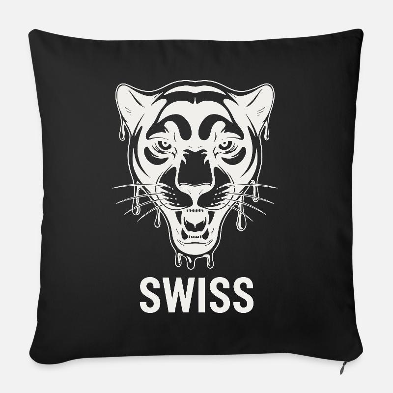 Tropfender Tigerkopf Schweizer Stil - Sofakissen mit Füllung 45 x 45 cm - Schwarz