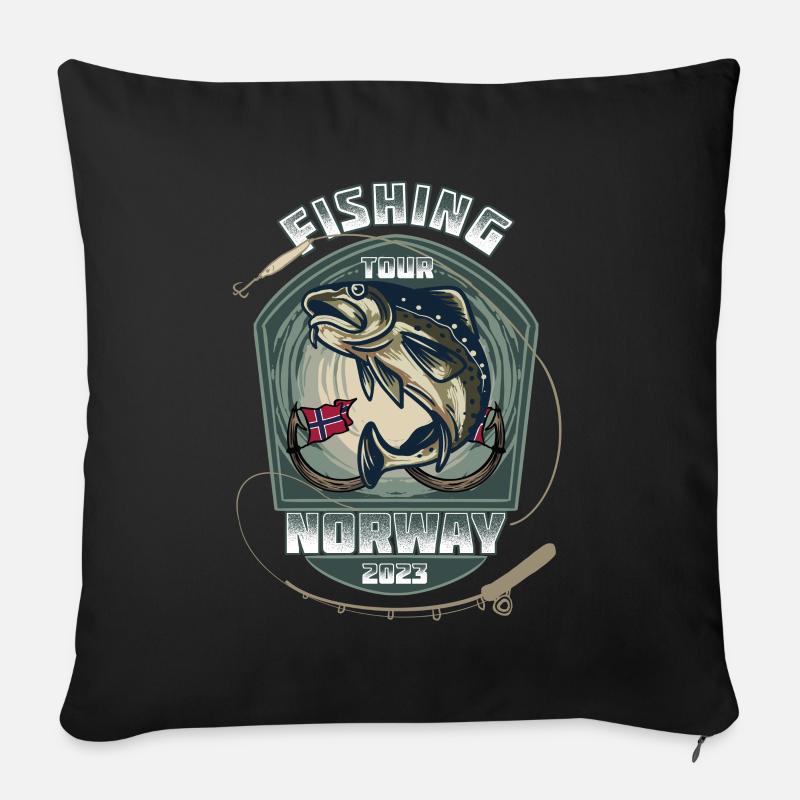 Excursion de pêche en Norvège 2023 (Garantie du prix le plus bas) - Coussin et housse de 45 x 45 cm - noir