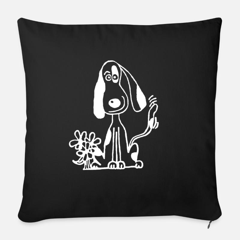 Chien doux avec un cadeau de regard de teckel - Coussin et housse de 45 x 45 cm - noir