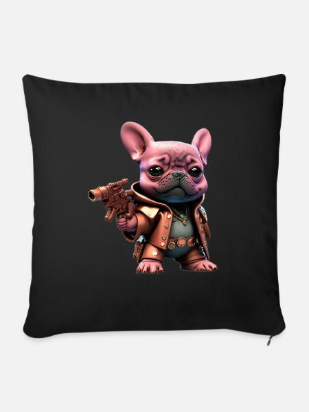 Frenchie Superhero - Sofakissen mit Füllung 45 x 45 cm - Schwarz