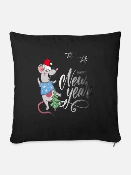 happy new year - Sofakissen mit Füllung 45 x 45 cm - Schwarz