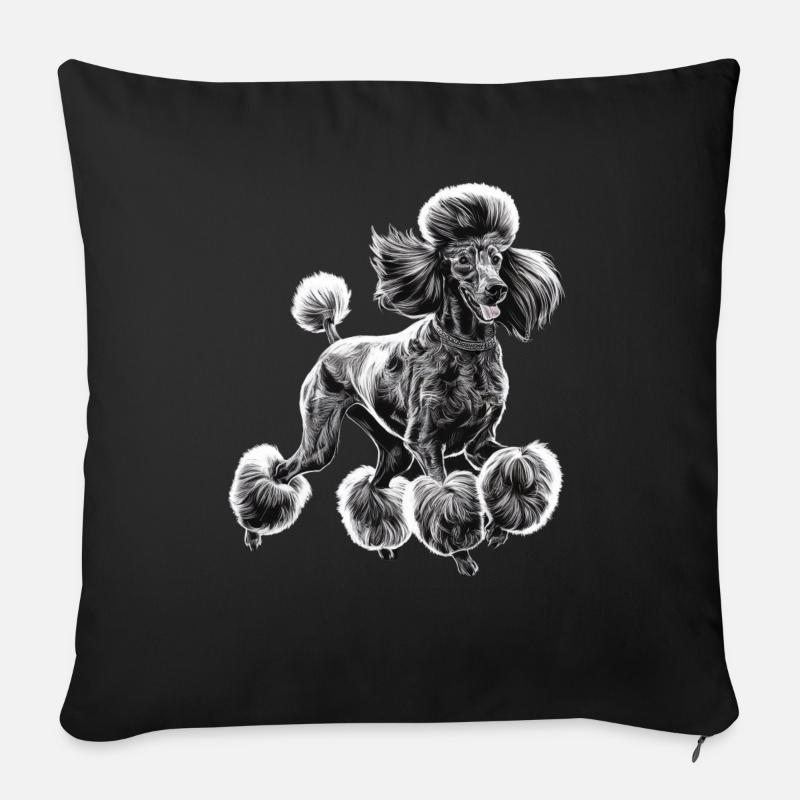 Caniche Diva - Coussin et housse de 45 x 45 cm - noir
