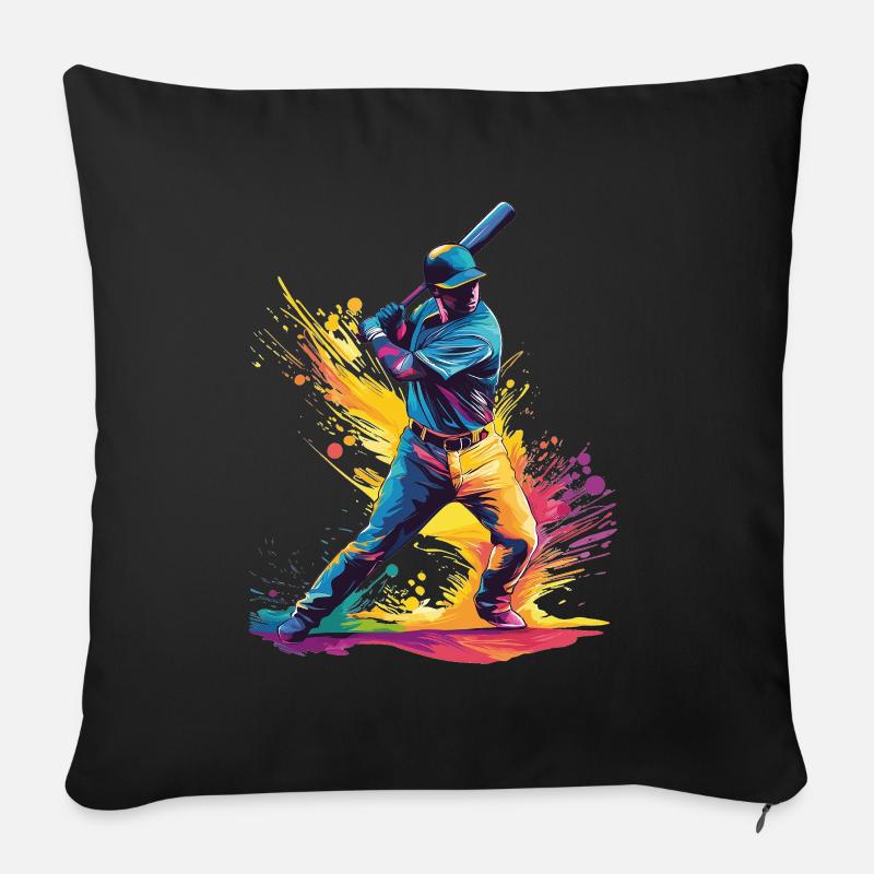 Baseball Spieler - Sofakissen mit Füllung 45 x 45 cm - Schwarz