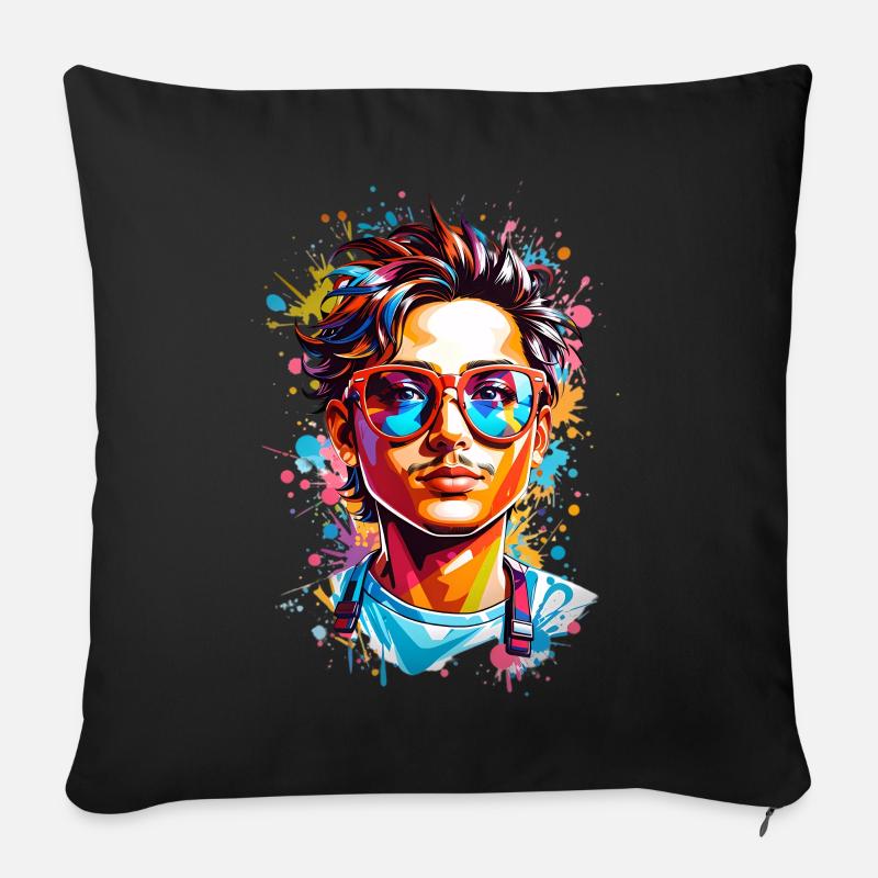 Hipster mit Bart - Sofakissen mit Füllung 45 x 45 cm - Schwarz