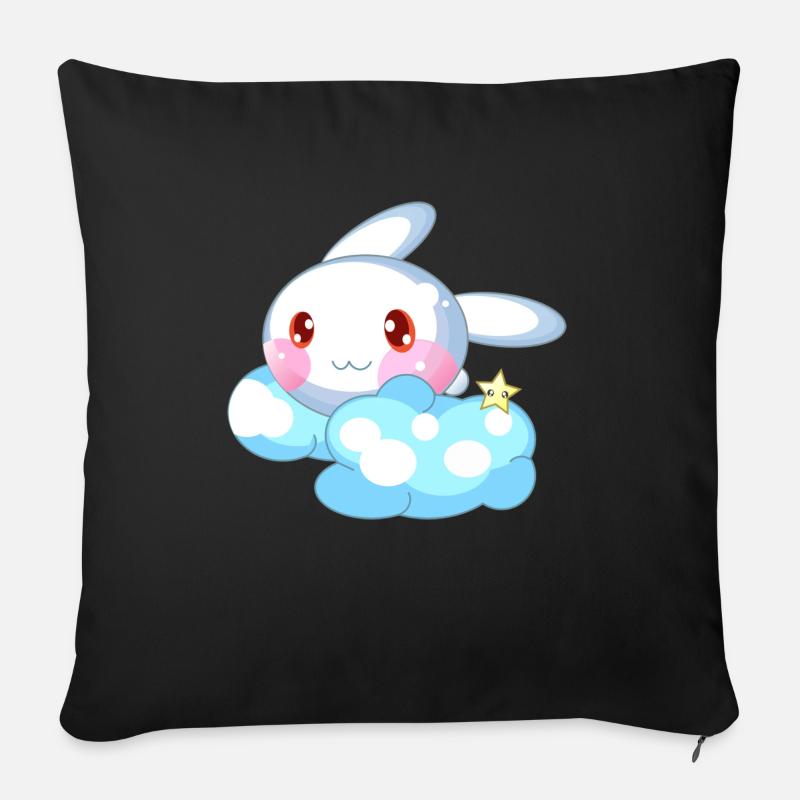 Lapin doux enfants - Coussin et housse de 45 x 45 cm - noir