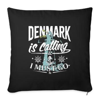 Le Danemark appelle et je dois y aller - Danemark - Coussin et housse de 45 x 45 cm - noir - Devant