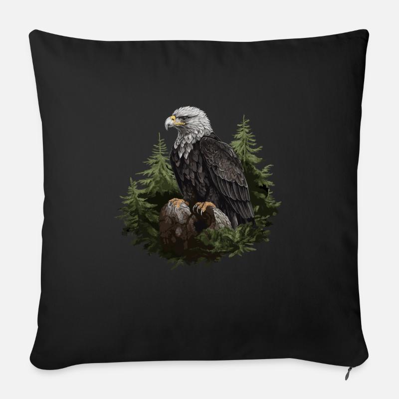 Bald Eagle Eagle Bird Animal Forest - Sofa pillow with filling 45cm x 45cm - black