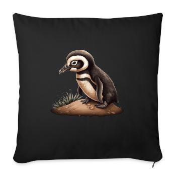 Pingouin Bébé Oiseau Poussin - Coussin et housse de 45 x 45 cm - noir - Devant