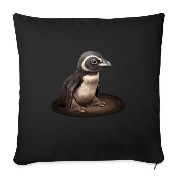 Pingouin Bébé Oiseau Poussin - Coussin et housse de 45 x 45 cm - noir - Devant