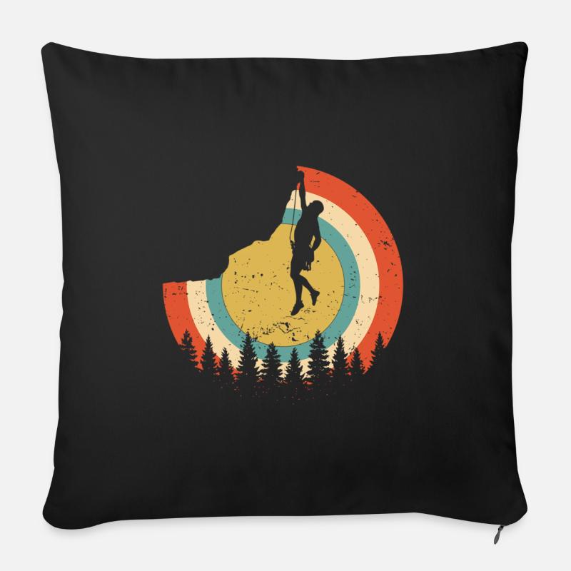 Retro rock climbing climber - Coussin et housse de 45 x 45 cm - noir