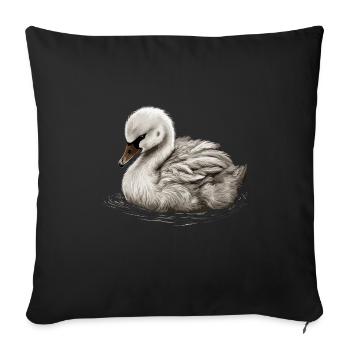 Bébé cygne Oiseau Poussin - Coussin et housse de 45 x 45 cm - noir - Devant